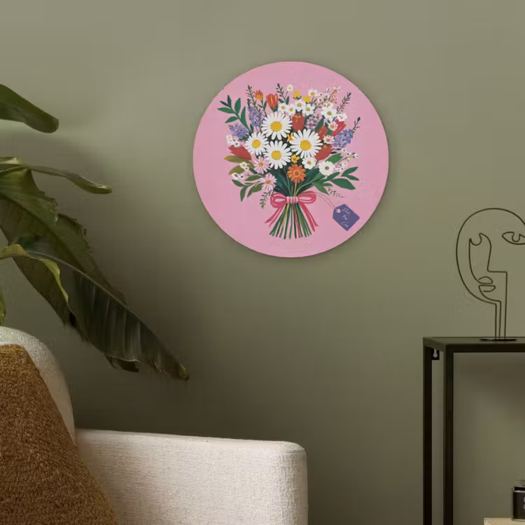 Bloemen - Quote - Kaartje - Kleurrijk Akoestische PET Vilt - Rond klein -sfeer2