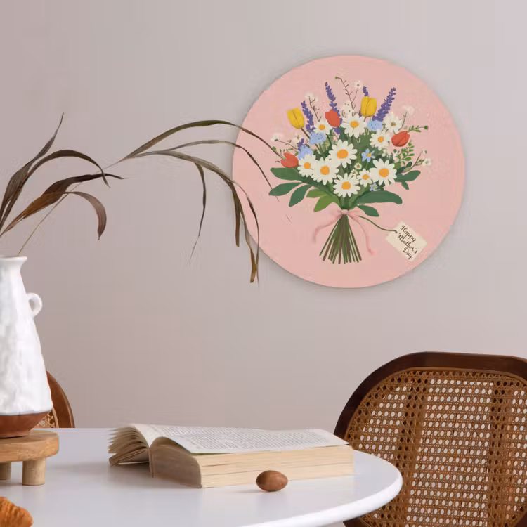 Bloemen - Lint - Kaartje Akoestische PET Vilt - Rond klein -sfeer3