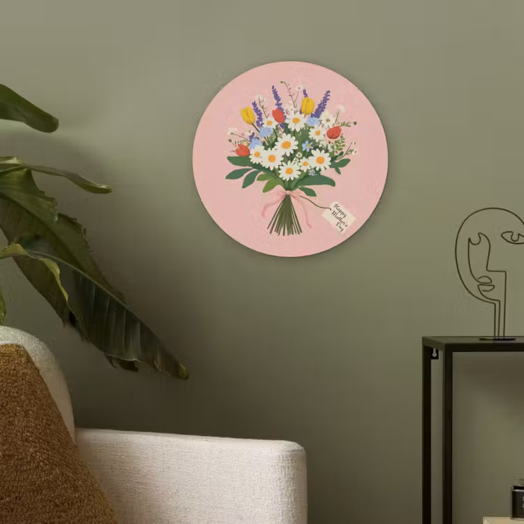 Bloemen - Lint - Kaartje Akoestische PET Vilt - Rond klein -sfeer2