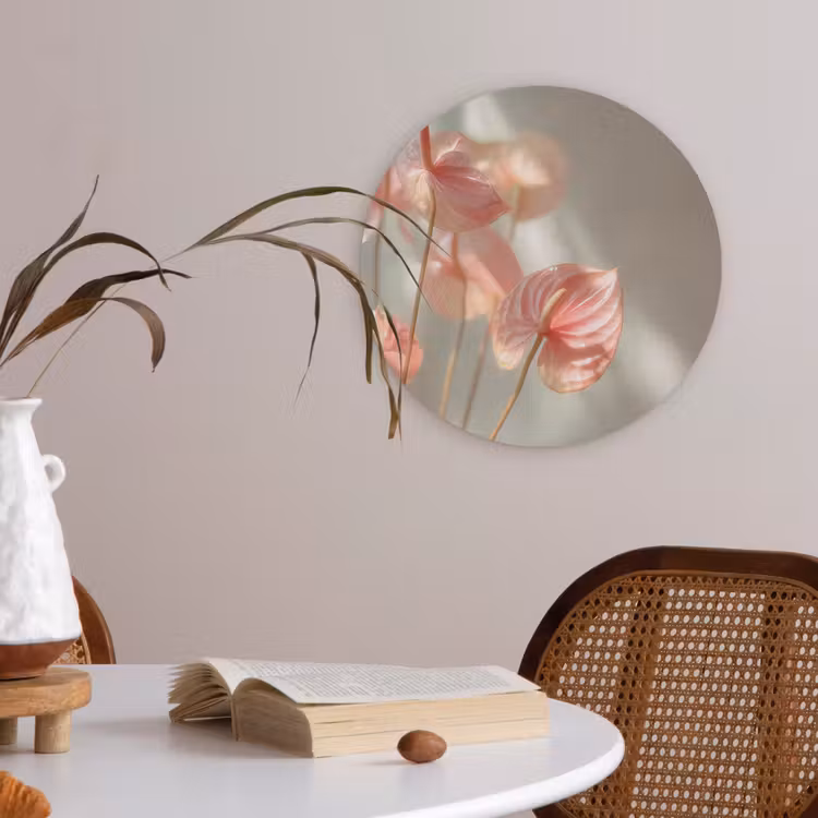 Bloemen - Stelen - Roze - Schaduw Akoestische PET Vilt - Rond klein -sfeer3