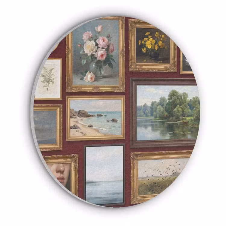 Bloemen - Vaas - Klassiek - Kunst - Rood Akoestische PET Vilt - Rond klein -3d