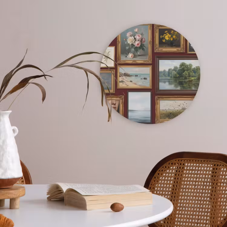 Bloemen - Vaas - Klassiek - Kunst - Rood Akoestische PET Vilt - Rond klein -sfeer3