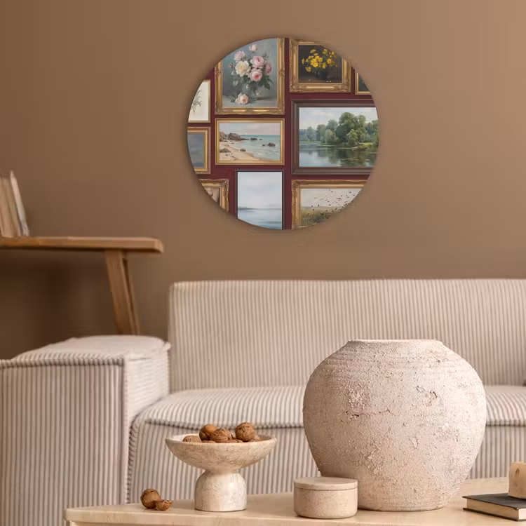 Bloemen - Vaas - Klassiek - Kunst - Rood Akoestische PET Vilt - Rond klein -sfeer1