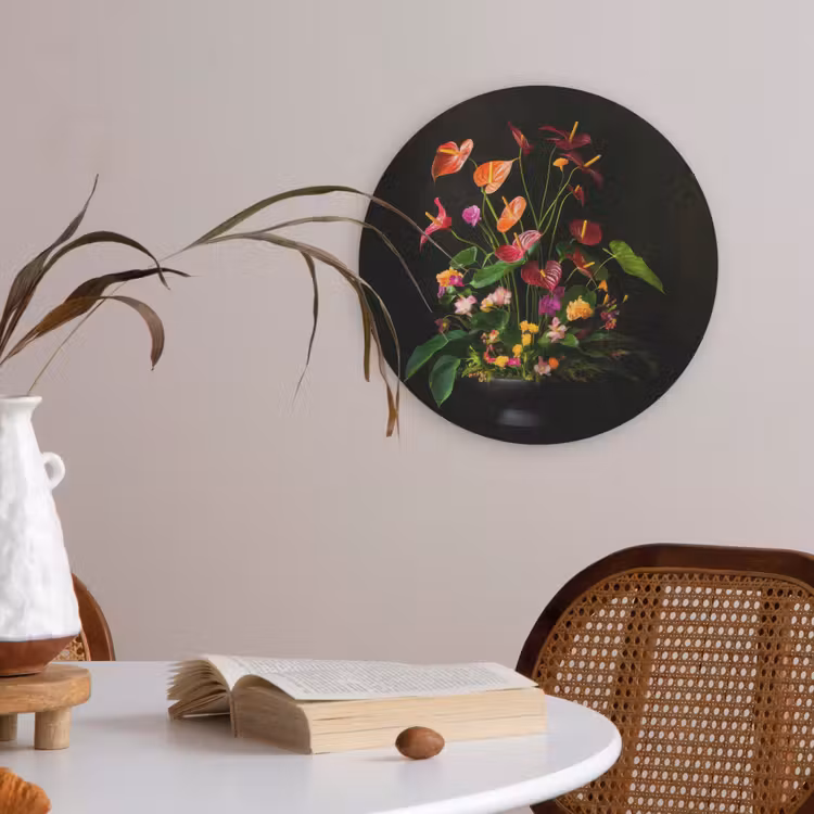 Bloemen - Vaas - Kleurrijk Akoestische PET Vilt - Rond klein -sfeer3