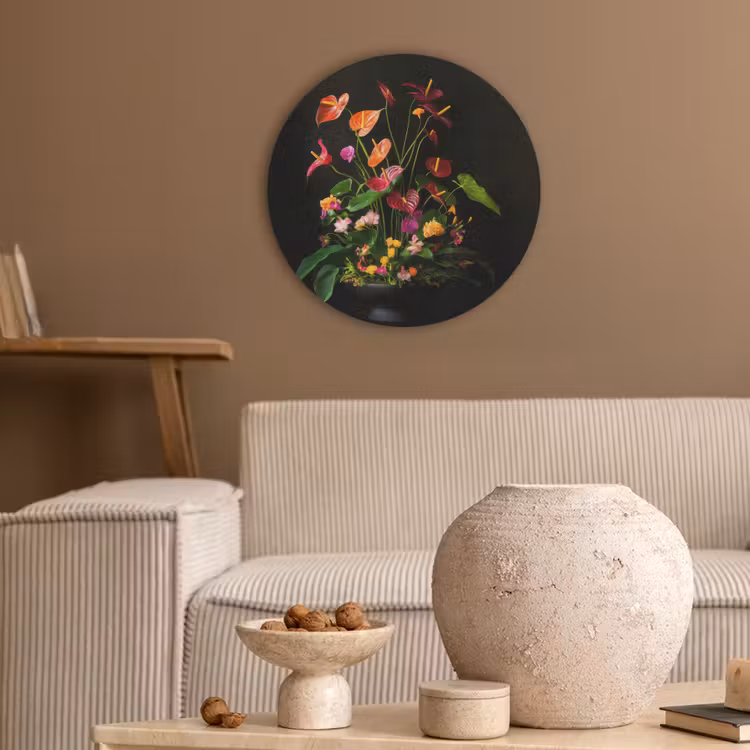 Bloemen - Vaas - Kleurrijk Akoestische PET Vilt - Rond klein -sfeer1