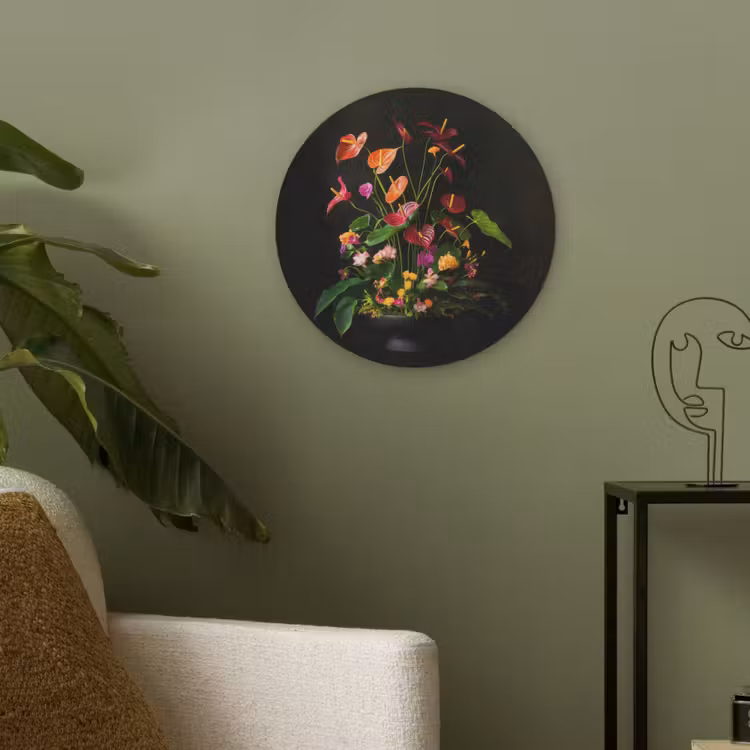 Bloemen - Vaas - Kleurrijk Akoestische PET Vilt - Rond klein -sfeer2