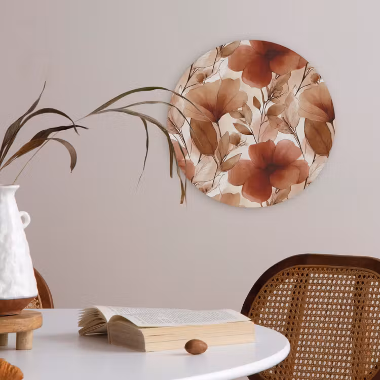 Bloemen - Aquarel - Botanisch - Terracotta Akoestische PET Vilt - Rond klein 838 -sfeer3