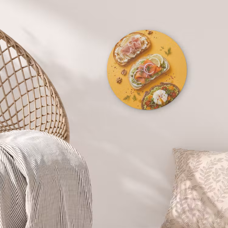 Eten - Brood - Ontbijt - Modern - Kleurrijk Akoestische PET Vilt - Rond klein -sfeer4