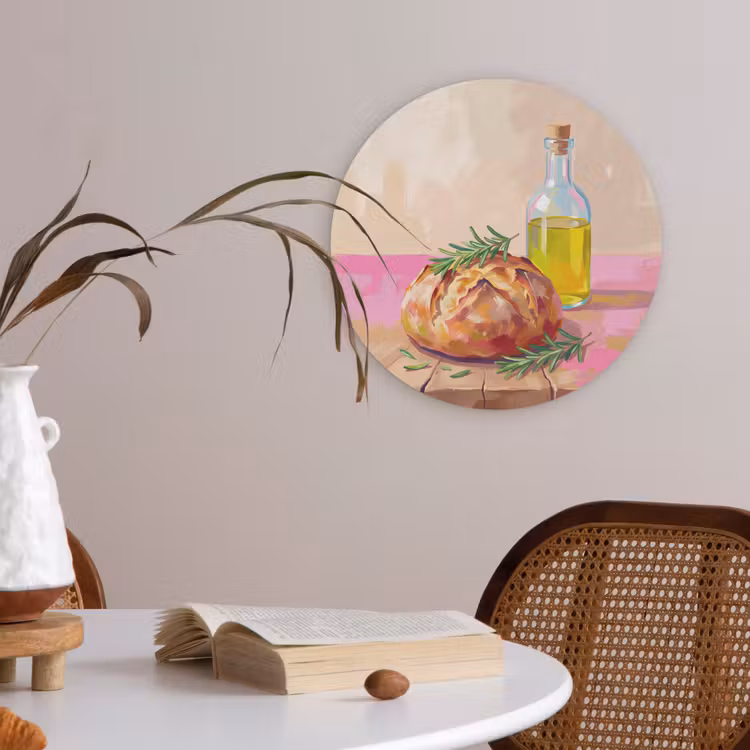 Eten - Brood - Olijfolie - Abstract - Keuken Akoestische PET Vilt - Rond klein -sfeer3