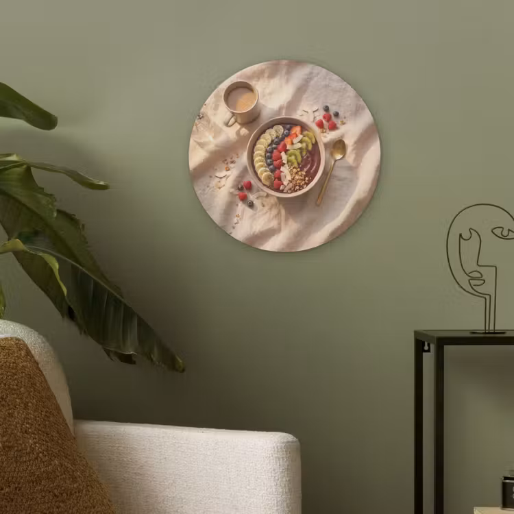 Eten - Ontbijtkom - Fruit - Gezond - Kleurrijk Akoestische PET Vilt - Rond klein -sfeer2