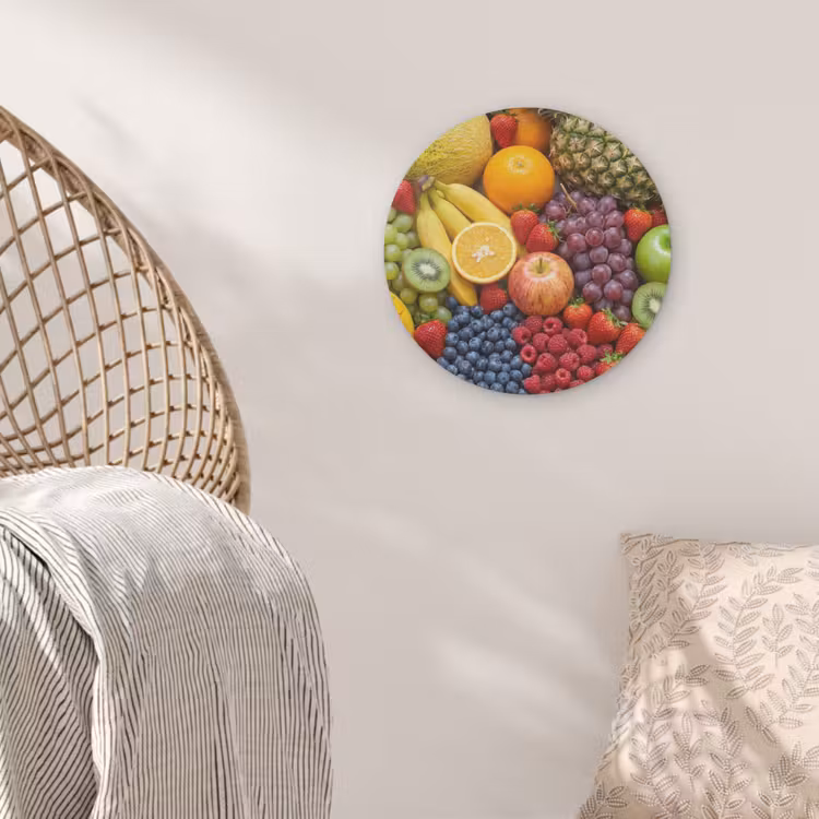 Eten - Fruit - Vers - Kleurrijk - Voeding Akoestische PET Vilt - Rond klein -sfeer4