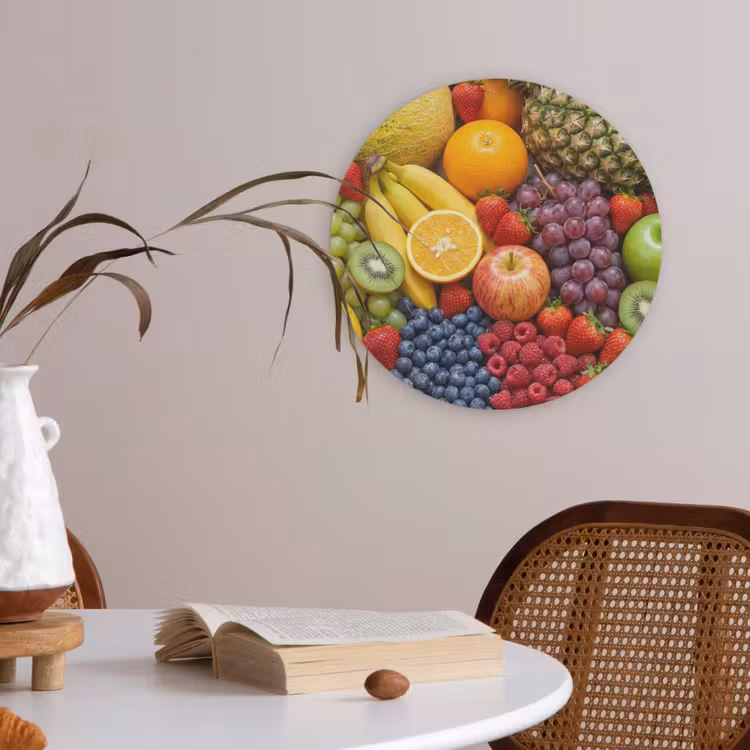 Eten - Fruit - Vers - Kleurrijk - Voeding Akoestische PET Vilt - Rond klein -sfeer3
