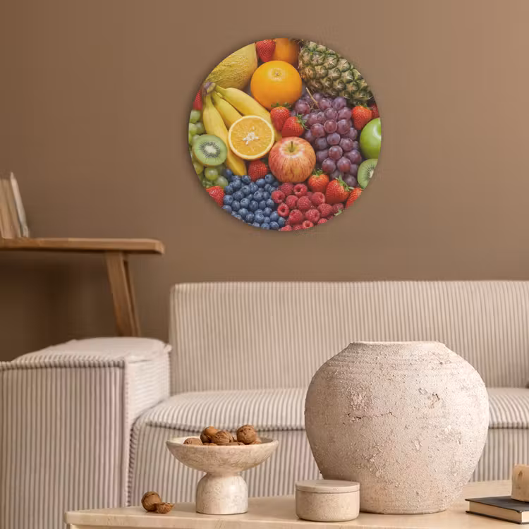 Eten - Fruit - Vers - Kleurrijk - Voeding Akoestische PET Vilt - Rond klein -sfeer1
