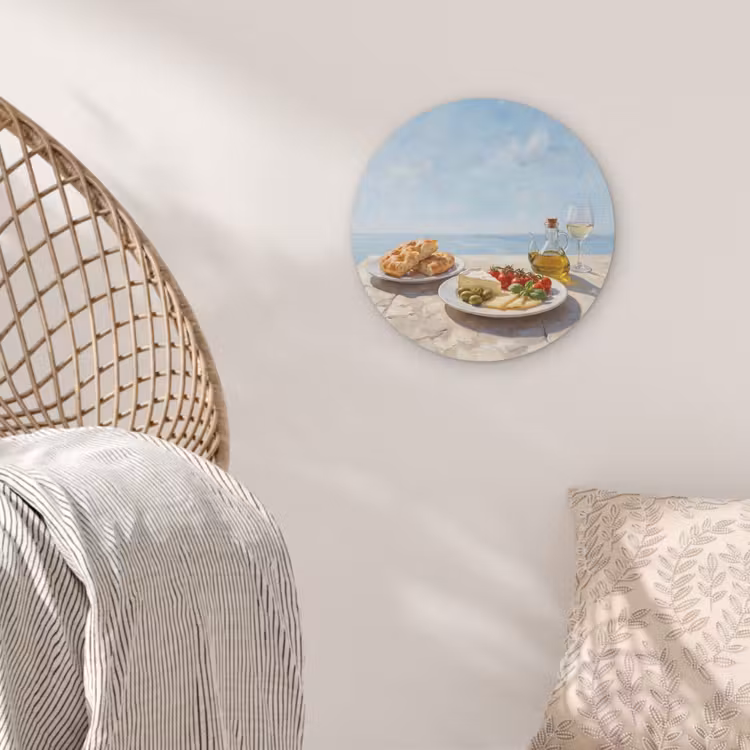Eten - Middellandse Zee - Natuur - Geschilderd Akoestische PET Vilt - Rond klein -sfeer4