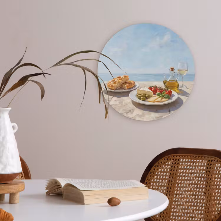 Eten - Middellandse Zee - Natuur - Geschilderd Akoestische PET Vilt - Rond klein -sfeer3