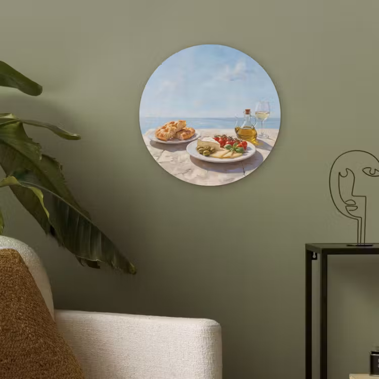 Eten - Middellandse Zee - Natuur - Geschilderd Akoestische PET Vilt - Rond klein -sfeer2