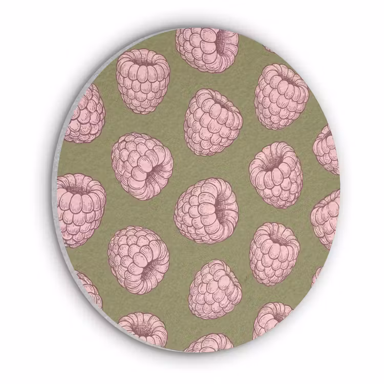 Eten - Patroon - Illustratie - Roze - Groen Akoestische PET Vilt - Rond klein -3d