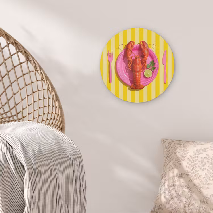 Eten - Roze - Geel - Modern - Culinaire Akoestische PET Vilt - Rond klein -sfeer4