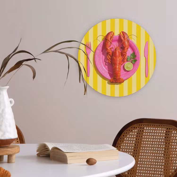 Eten - Roze - Geel - Modern - Culinaire Akoestische PET Vilt - Rond klein -sfeer3