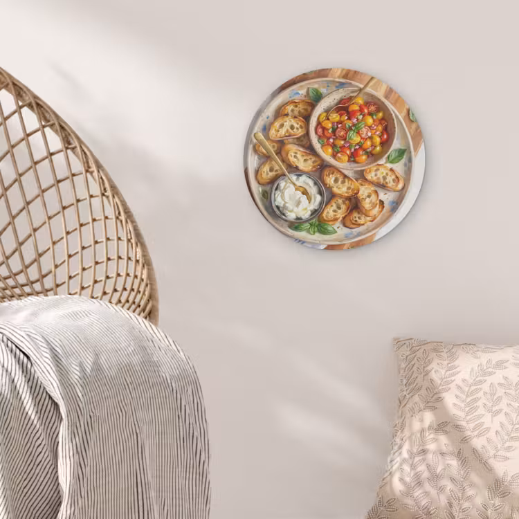 Eten - Tomaat - Brood - Kleurrijk - Keuken Akoestische PET Vilt - Rond klein -sfeer4