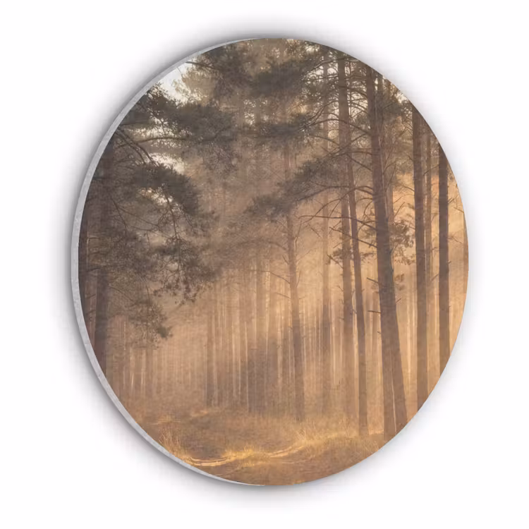Bos - Mist - Zonlicht Akoestische PET Vilt - Rond klein -3d