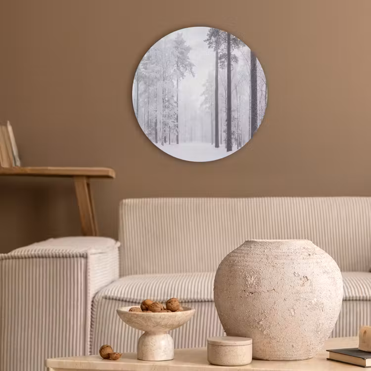 Bos - Sneeuw - Pad - Winter - Stilte Akoestische PET Vilt - Rond klein -sfeer1