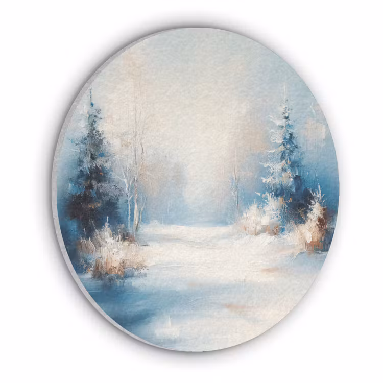 Bos - Winter - Natuur - Abstract - Sneeuw Akoestische PET Vilt - Rond klein -3d