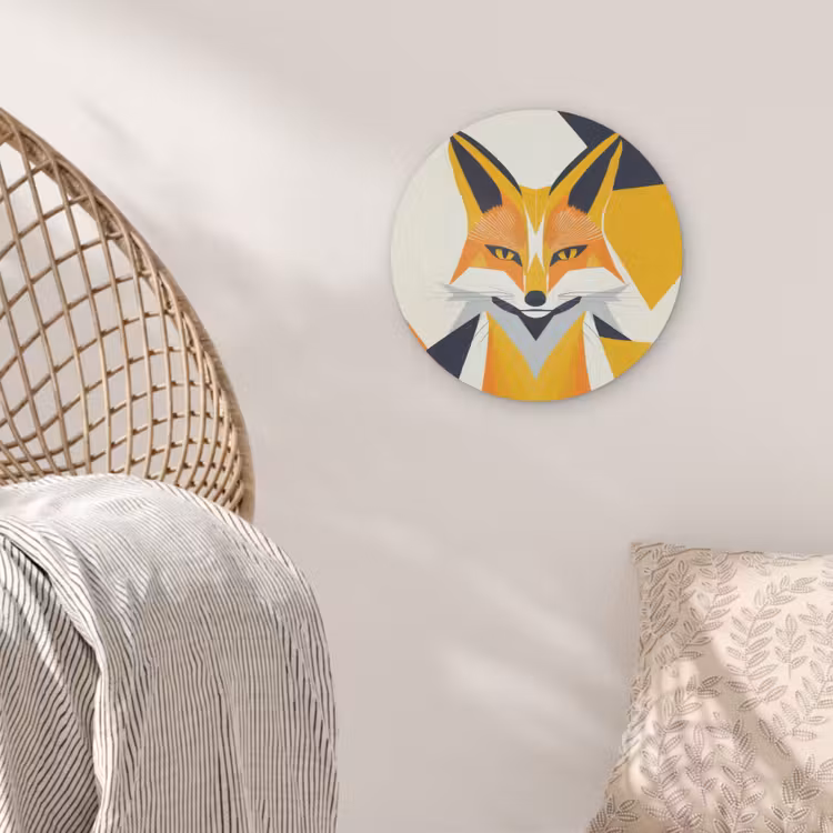 Vos - Oranje - Abstract - Driehoeken Akoestische PET Vilt - Rond klein -sfeer4
