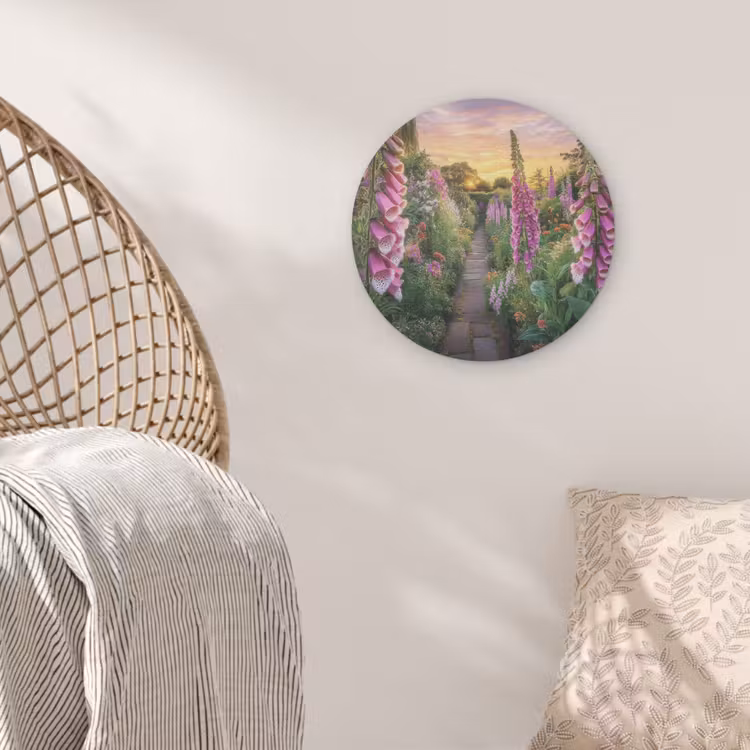 Vingerhoedskruid - Bloemen - Tuin Akoestische PET Vilt - Rond klein -sfeer4