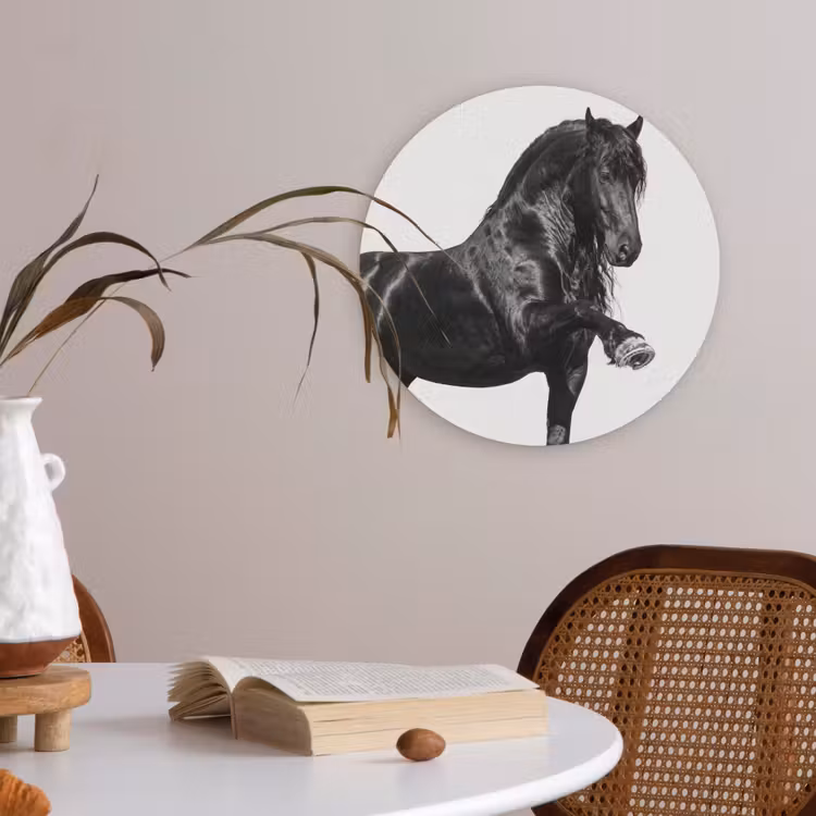 Fries - Hengst - Modern Akoestische PET Vilt - Rond klein -sfeer3