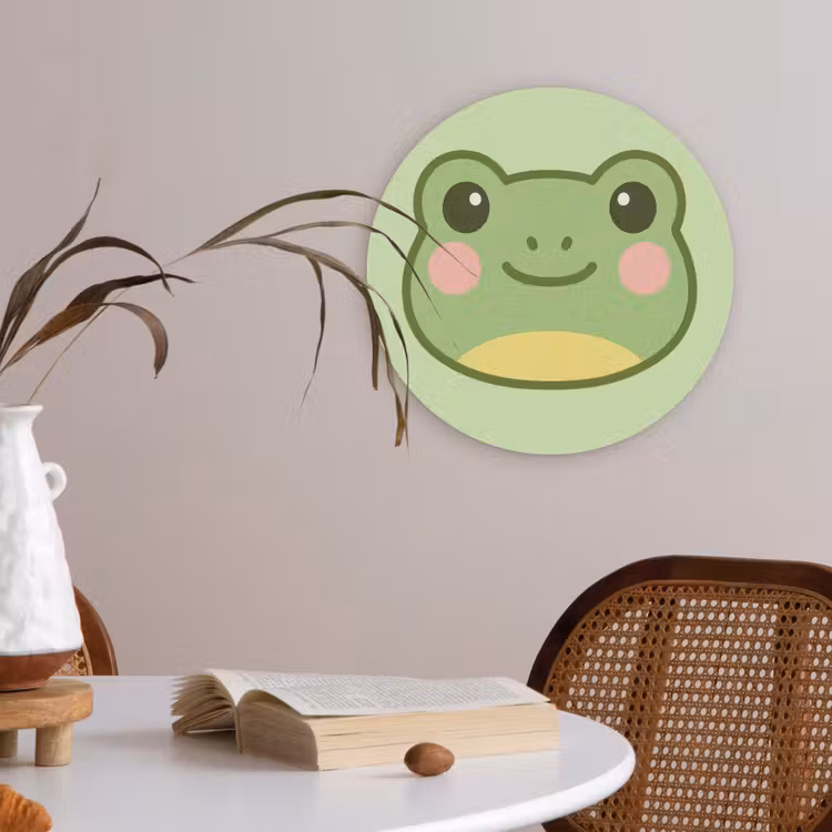 Kikker - Groen - Vriendelijkheid Akoestische PET Vilt - Rond klein -sfeer3