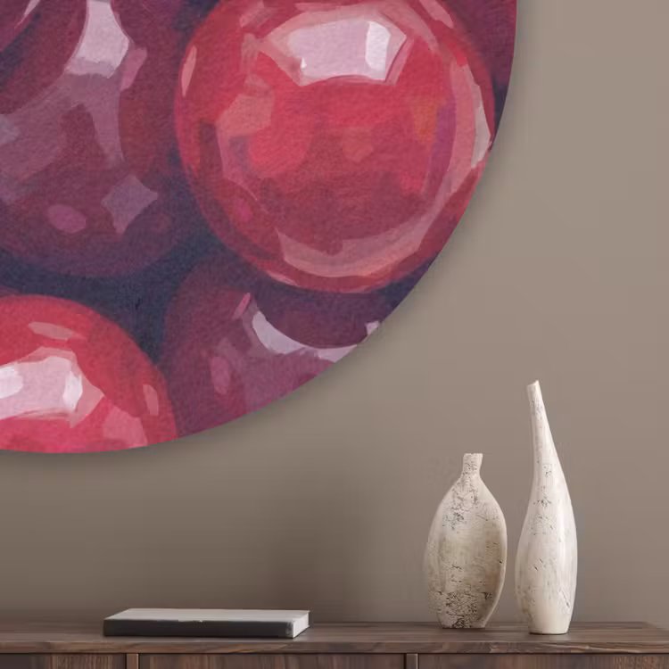 Fruit - Kersen - Eten - Modern - Rood Akoestische PET Vilt - Rond klein -sfeer5_closeup