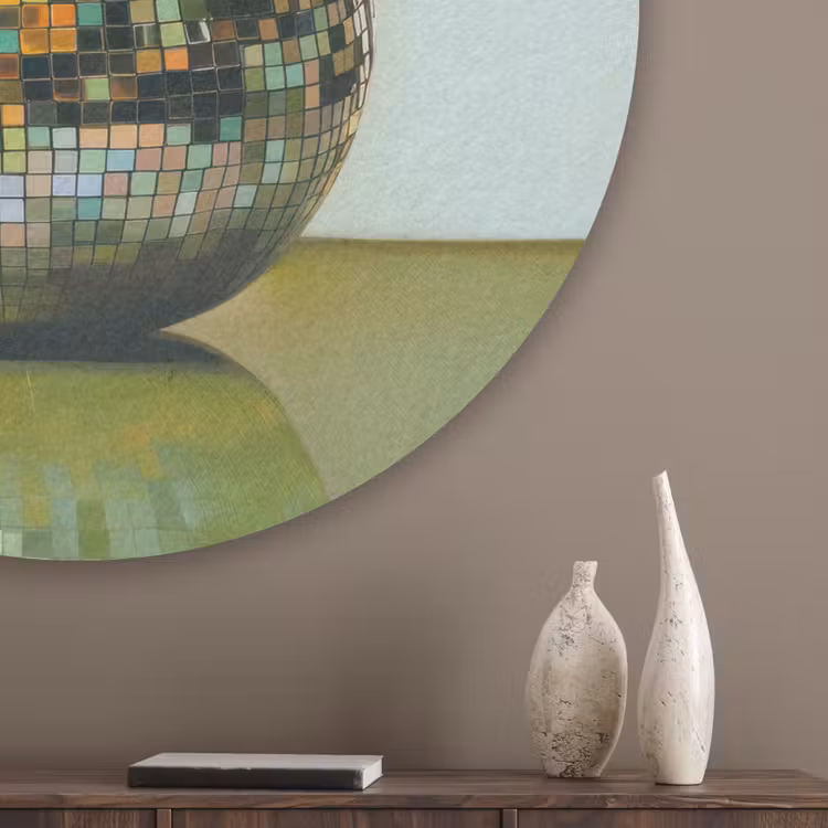 Fruit - Disco - Art - Glitter Akoestische PET Vilt - Rond klein -sfeer5_closeup