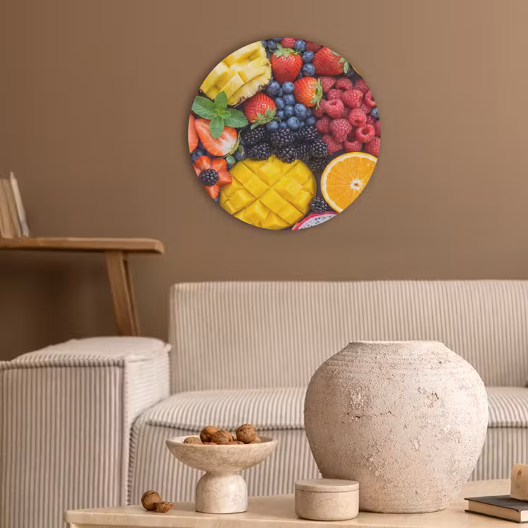 Fruit - Vers - Kleurrijk - Eten Akoestische PET Vilt - Rond klein -sfeer1