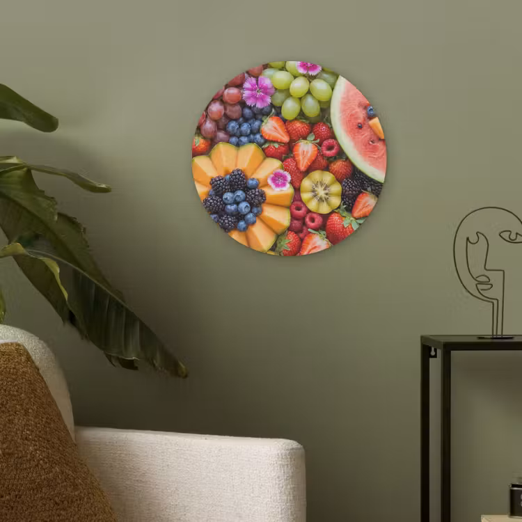 Fruit - Vers - Variatie - Eten - Kleurrijk Akoestische PET Vilt - Rond klein -sfeer2