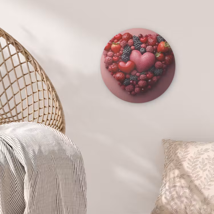 Fruit - Hartjes - Aardbeien - Frambozen - Bosbessen Akoestische PET Vilt - Rond klein -sfeer4