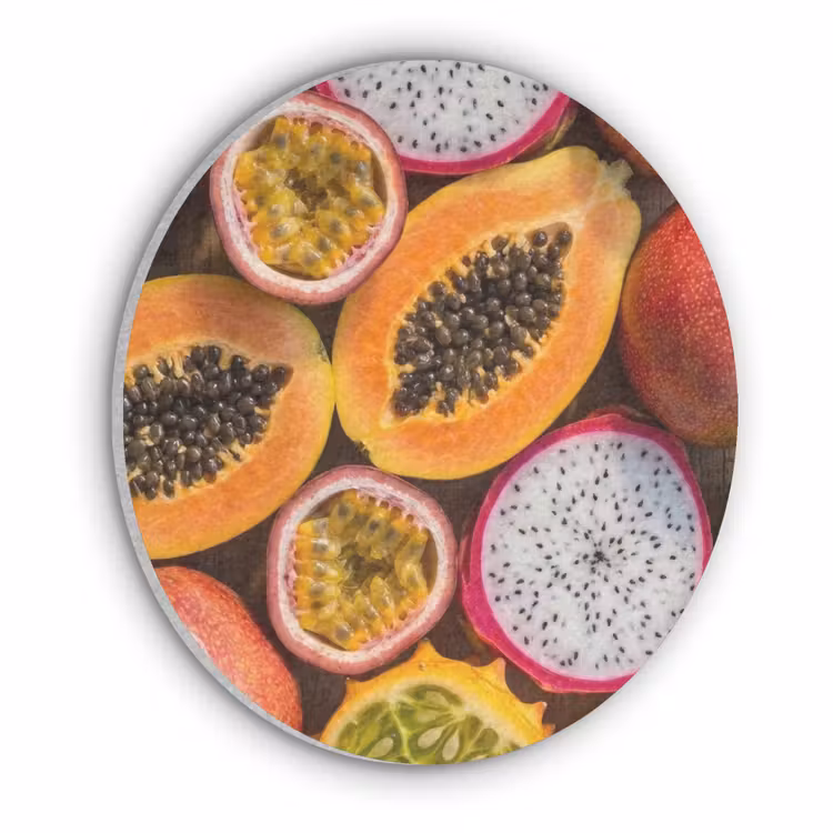 Fruit - Geopend - Tropisch - Eten - Kleurrijk Akoestische PET Vilt - Rond klein -3d