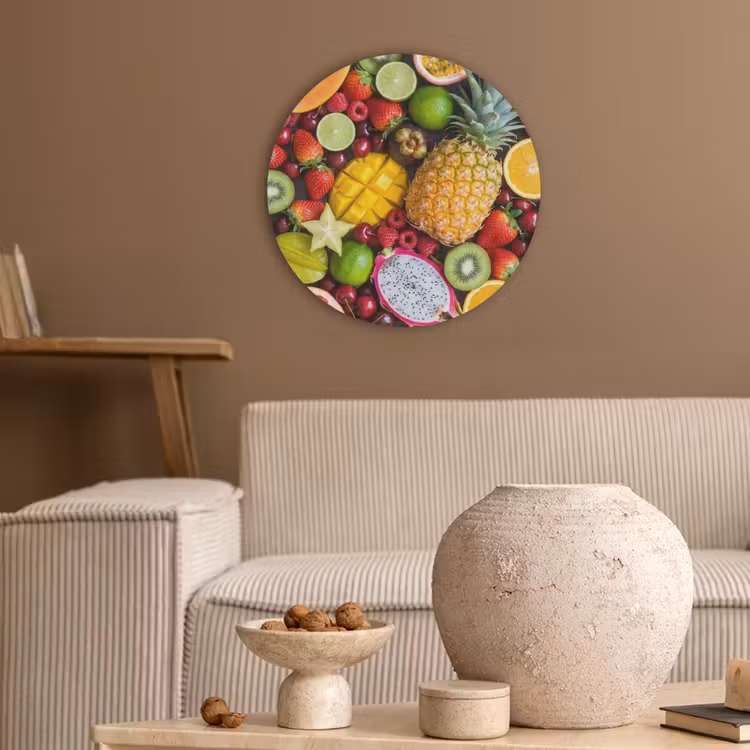 Fruit - Assortiment - Vers - Gezond - Kleurrijk Akoestische PET Vilt - Rond klein -sfeer1