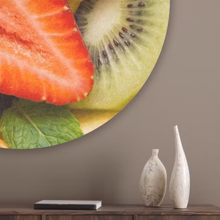 Fruit - Plakjes - Eten - Kleurrijk Akoestische PET Vilt - Rond klein -sfeer5_closeup