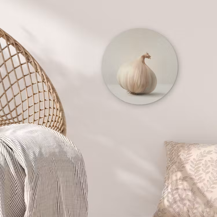 Knoflook - Natuurlijk - Beige Akoestische PET Vilt - Rond klein -sfeer4