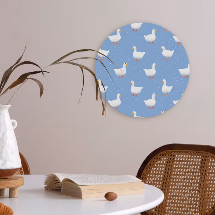 Ganzen - Elegant - Blauw Akoestische PET Vilt - Rond klein 838 -sfeer3