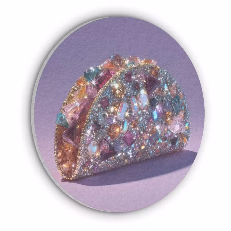 Edelstenen - Glitters - Paars - Kleurrijk Akoestische PET Vilt - Rond klein -3d