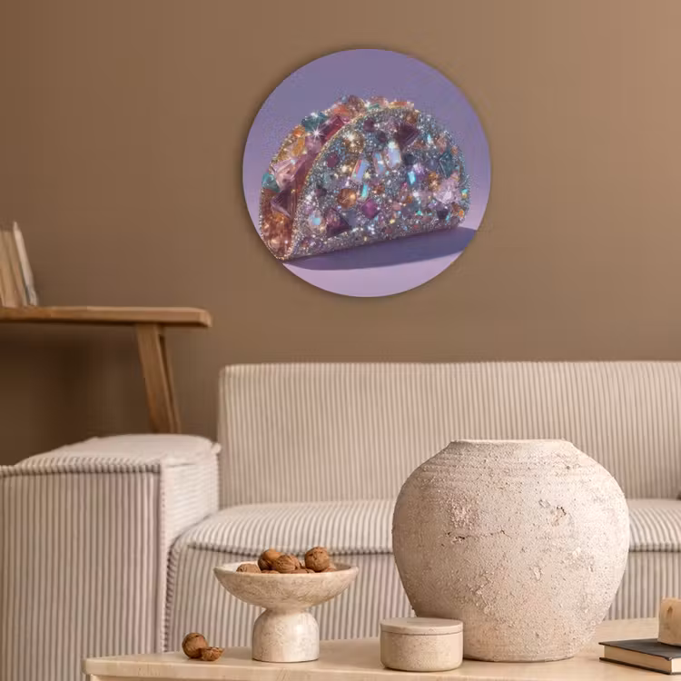 Edelstenen - Glitters - Paars - Kleurrijk Akoestische PET Vilt - Rond klein -sfeer1