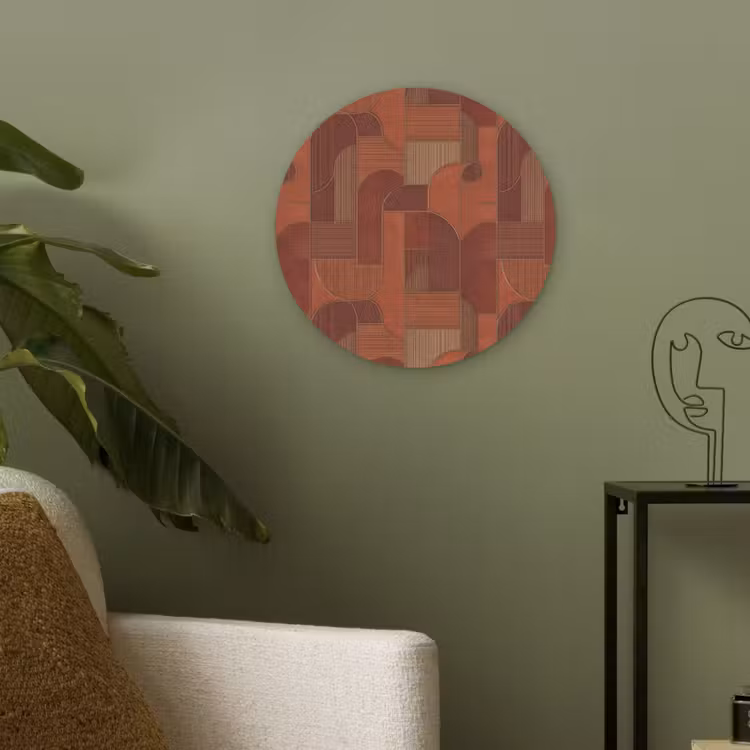 Geometrisch - Abstract - Textuur - Bruin Akoestische PET Vilt - Rond klein 838 -sfeer2