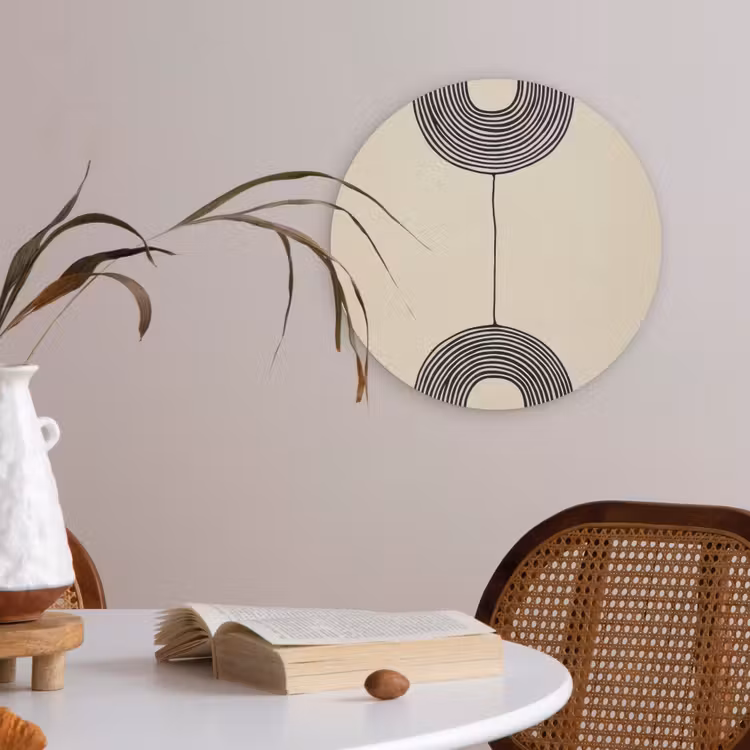 Geometrische bogen - Minimalistisch - Symmetrisch Akoestische PET Vilt - Rond klein -sfeer3