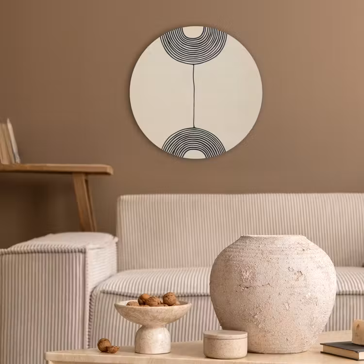 Geometrische bogen - Minimalistisch - Symmetrisch Akoestische PET Vilt - Rond klein -sfeer1