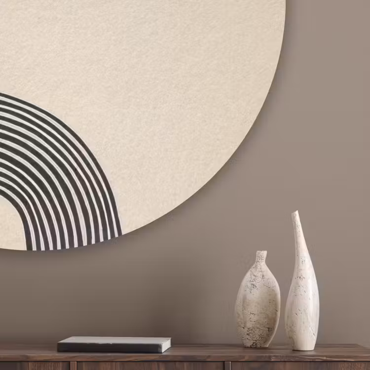 Geometrische bogen - Minimalistisch - Symmetrisch Akoestische PET Vilt - Rond klein -sfeer5_closeup