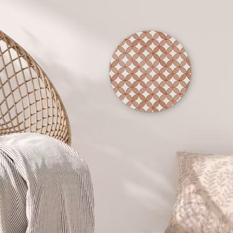 Geometrisch - Cirkels - Modern - Terracotta Akoestische PET Vilt - Rond klein 838 -sfeer4