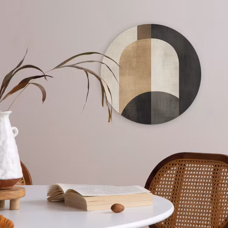 Geometrische - Vormen - Wit Akoestische PET Vilt - Rond klein -sfeer3
