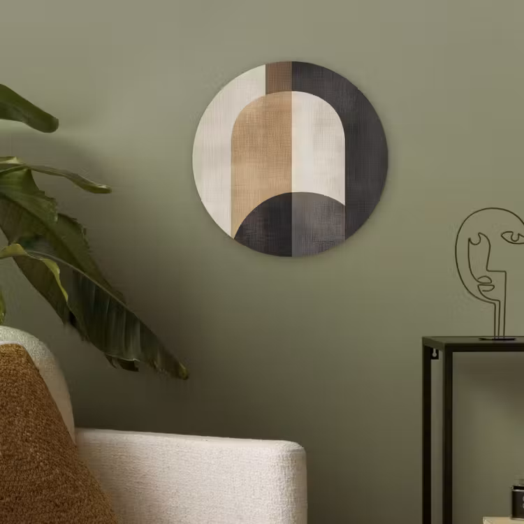 Geometrische - Vormen - Wit Akoestische PET Vilt - Rond klein -sfeer2
